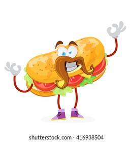 character mascot merry sandwich with a big mustache