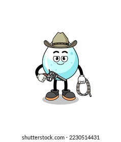 Character mascot of milk drop as a cowboy , character design