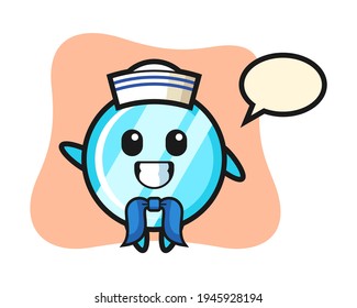 Character mascot of mirror as a sailor man, cute style design for t shirt, sticker, logo element