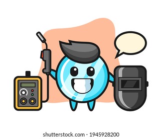 Character mascot of mirror as a welder, cute style design for t shirt, sticker, logo element