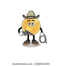 Character mascot of new taiwan dollar as a cowboy , character design