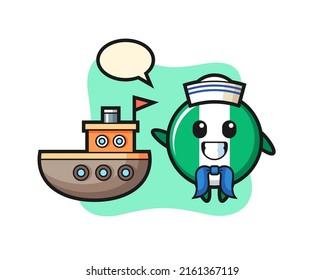 Character mascot of nigeria flag badge as a sailor man , cute style design for t shirt, sticker, logo element