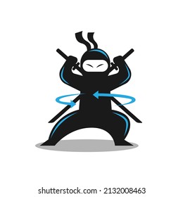 mascota de caracteres de la ilustración del vector del logotipo de ninja