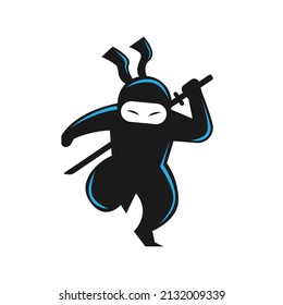 Zeichenmaskott mit Ninja-Logo, Vektorgrafik