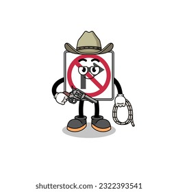 Kennzeichen-Maskottchen, kein rechtes Straßenschild als Cowboy , Charakterdesign