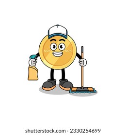 Character mascot of norwegian krone as a cleaning services , character design
