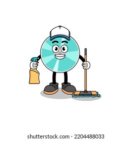 Character mascot of optical disc as a cleaning services , character design
