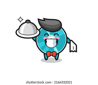 Mascota de caracteres del disco óptico como camareros , diseño de estilo lindo para camiseta, pegatina, elemento logotipo