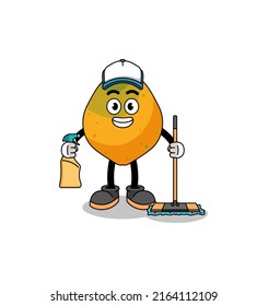 Character mascot of papaya fruit as a cleaning services , character design