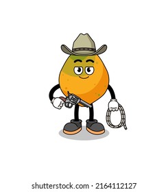 Character mascot of papaya fruit as a cowboy , character design