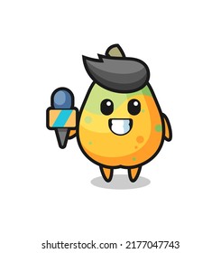 Character mascot of papaya as a news reporter , cute style design for t shirt, sticker, logo element