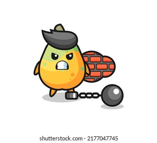 Character mascot of papaya as a prisoner , cute style design for t shirt, sticker, logo element