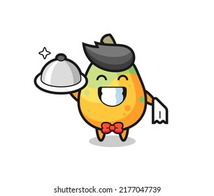 Character mascot of papaya as a waiters , cute style design for t shirt, sticker, logo element