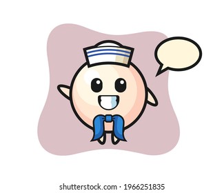 Character mascot of pearl as a sailor man, cute style design for t shirt, sticker, logo element