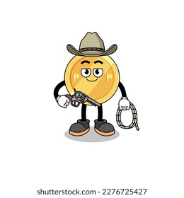 Character mascot of philippine peso as a cowboy , character design