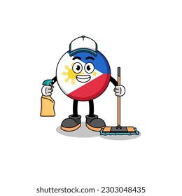 Mascota de caracteres de filipinas marca como servicio de limpieza , diseño de caracteres