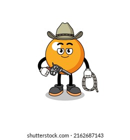 Character mascot of ping pong ball as a cowboy , character design