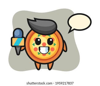 Character mascot of pizza as a news reporter, cute style design for t shirt, sticker, logo element