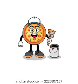 Character mascot of pizza as a painter , character design