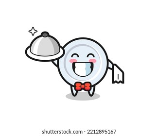 Character mascot of plate as a waiters , cute design