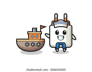 Maskottchen des Netzadapters als Seemann , süßes Design