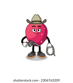 Character mascot of prickly pear as a cowboy , character design
