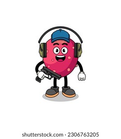 Character mascot of prickly pear doing shooting range , character design