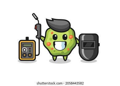 Character mascot of puke as a welder , cute style design for t shirt, sticker, logo element