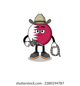 Character mascot of qatar flag as a cowboy , character design