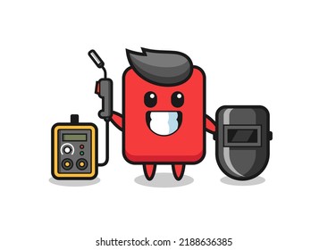 Character mascot of red card as a welder , cute style design for t shirt, sticker, logo element