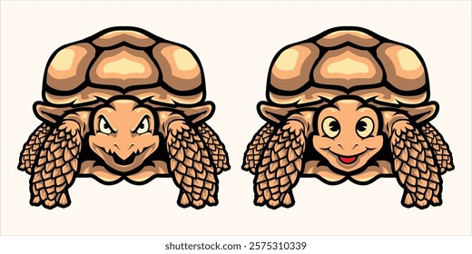 character mascot reptile turtois sulcata vector turtle 