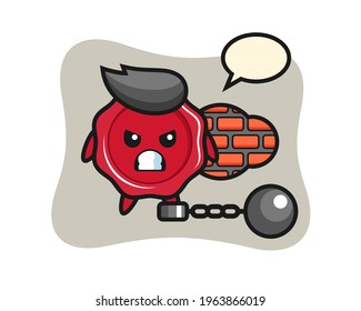 Character mascot of sealing wax as a prisoner, cute style design for t shirt, sticker, logo element