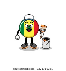 Character mascot of senegal flag as a painter , character design