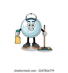 Character mascot of silver ball as a cleaning services , character design
