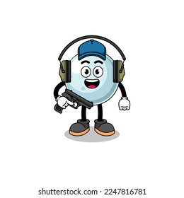 Character mascot of silver ball doing shooting range , character design