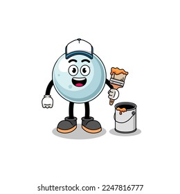 Character mascot of silver ball as a painter , character design