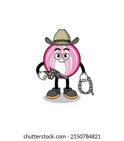 Character mascot of sliced onion as a cowboy , character design