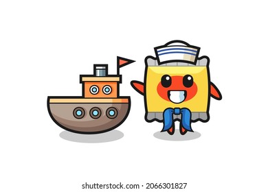 Character mascot of snack as a sailor man , cute style design for t shirt, sticker, logo element