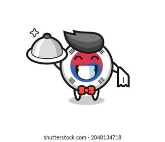Character mascot of south korea flag as a waiters , cute design