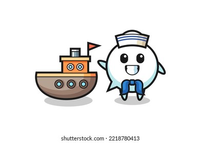 Mascota de caracteres de la burbuja de la expresión como marinero, diseño lindo