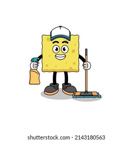 Carácter mascota de esponja como servicio de limpieza , diseño de carácter