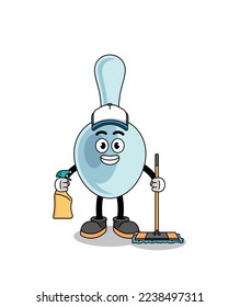 Mascota de caracteres de cuchara como servicio de limpieza , diseño de caracteres