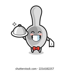 Character mascot of spoon as a waiters , cute design
