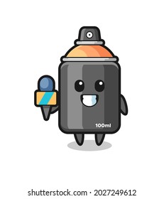 Character mascot of spray paint as a news reporter , cute style design for t shirt, sticker, logo element