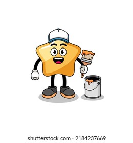 Character mascot of star as a painter , character design