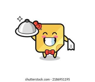 Character mascot of sticky note as a waiters , cute style design for t shirt, sticker, logo element
