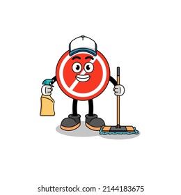 Character mascot of stop sign as a cleaning services , character design