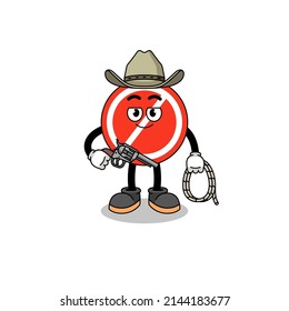 Character mascot of stop sign as a cowboy , character design