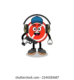 Character mascot of stop sign doing shooting range , character design