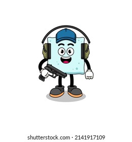 Character mascot of sugar cube doing shooting range , character design